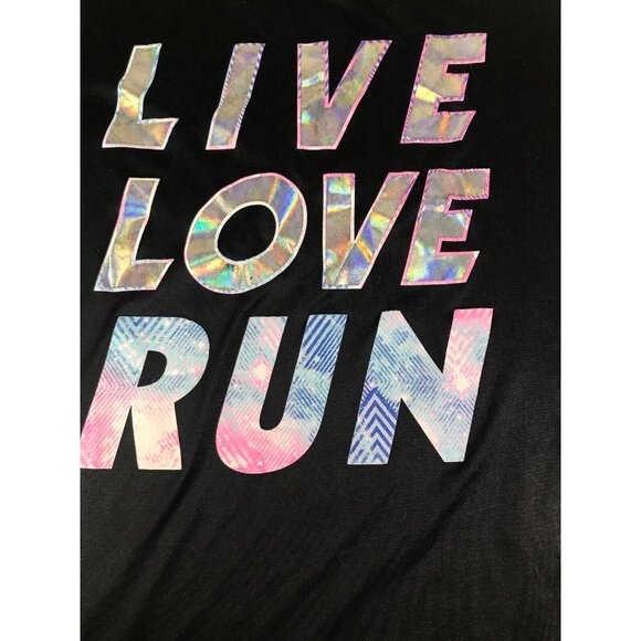 Live Love Dream Athletic Juniors Top Short Sleeve Mesh Back Shirt Black Small - Picture 2 of 6